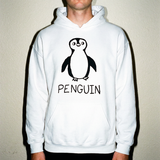 Penguin hoodie – minimalist studio shot – LoFi Animal Shirts