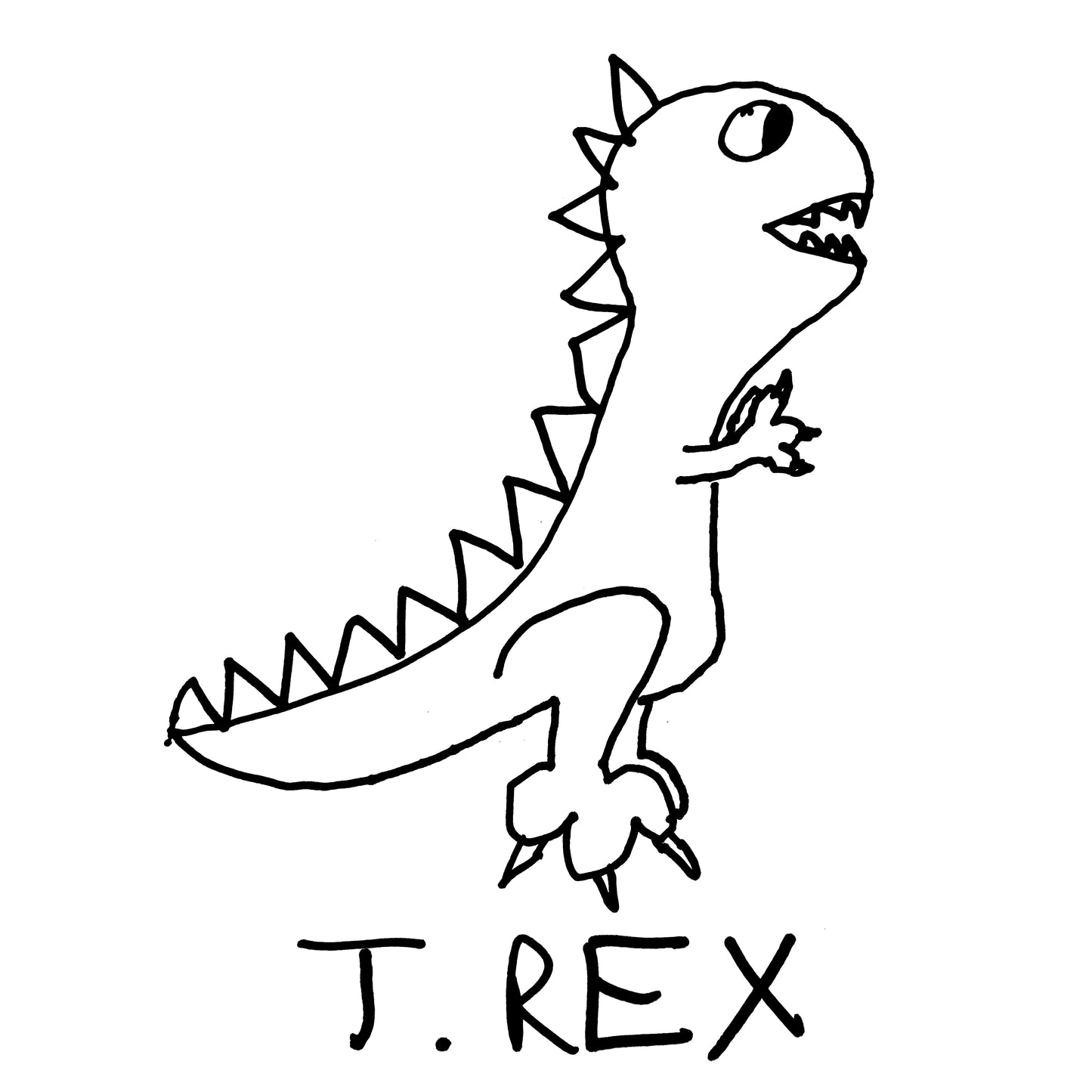 Hand-drawn T-Rex illustration – minimalist lofi dinosaur line art – LoFi Animal Shirts