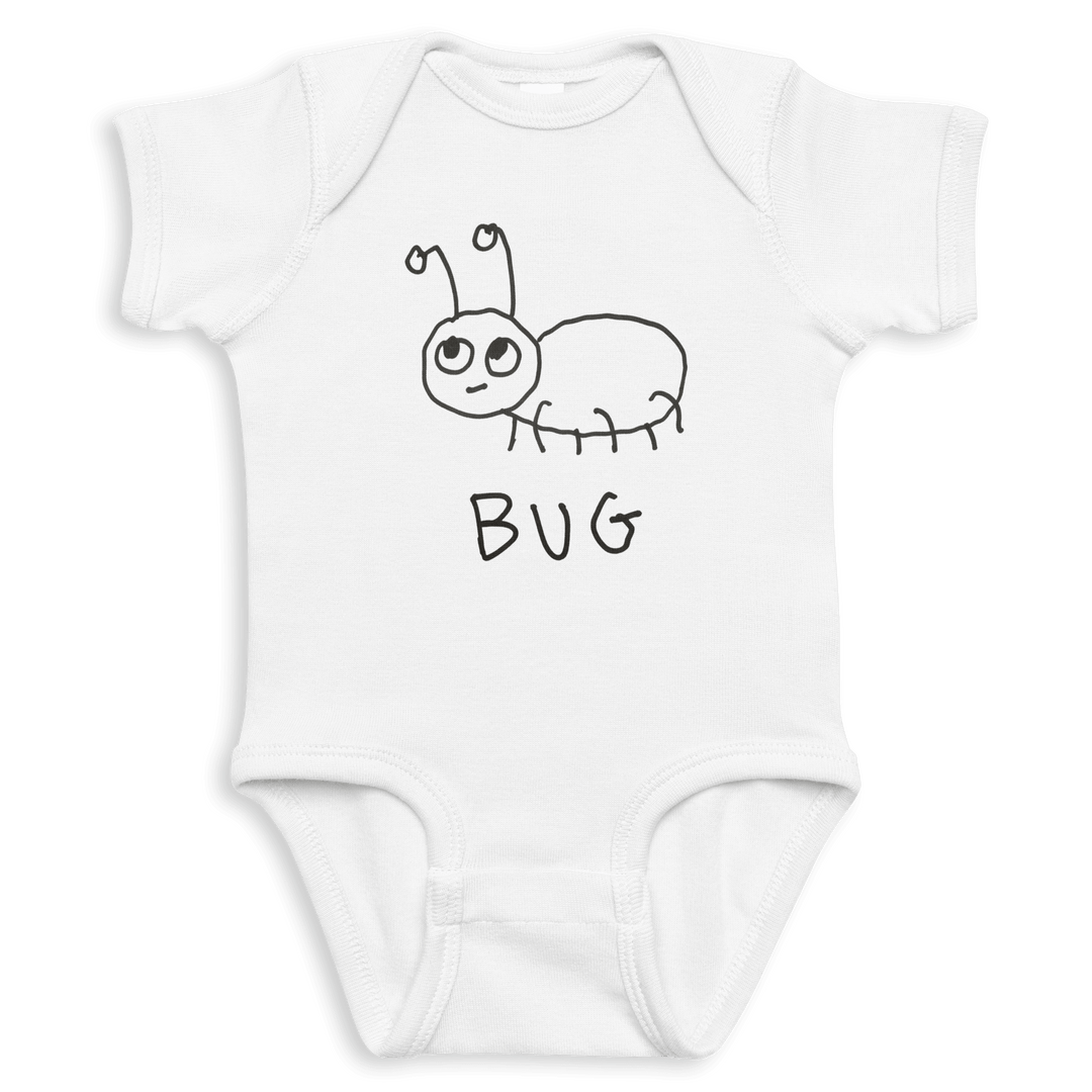 Baby Onesies - LoFi Animal Shirts - a white baby onesie infant bodysuit with a lo-fi hand-drawn bug graphic