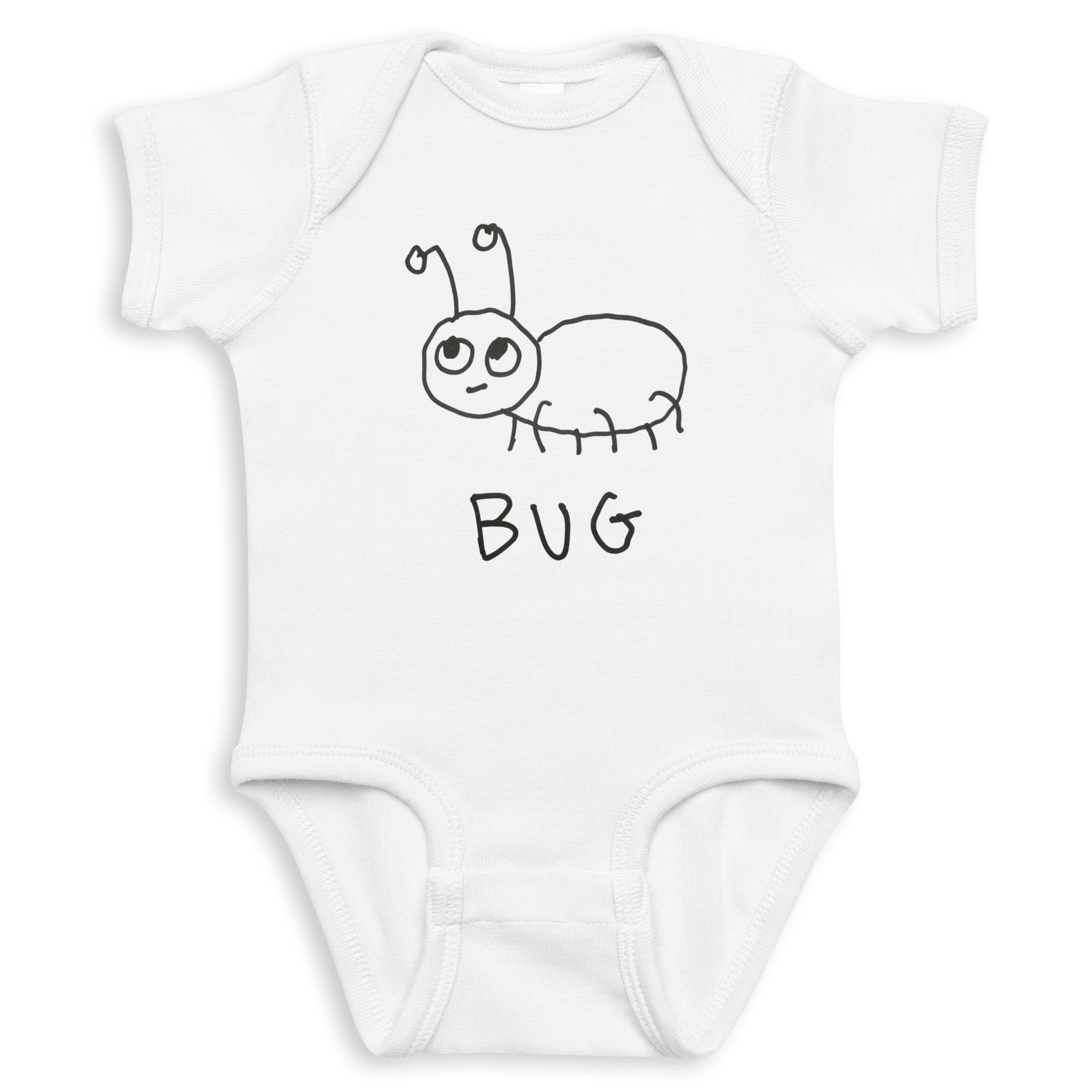 Baby Onesies - LoFi Animal Shirts - a white baby onesie infant bodysuit with a lo-fi hand-drawn bug graphic