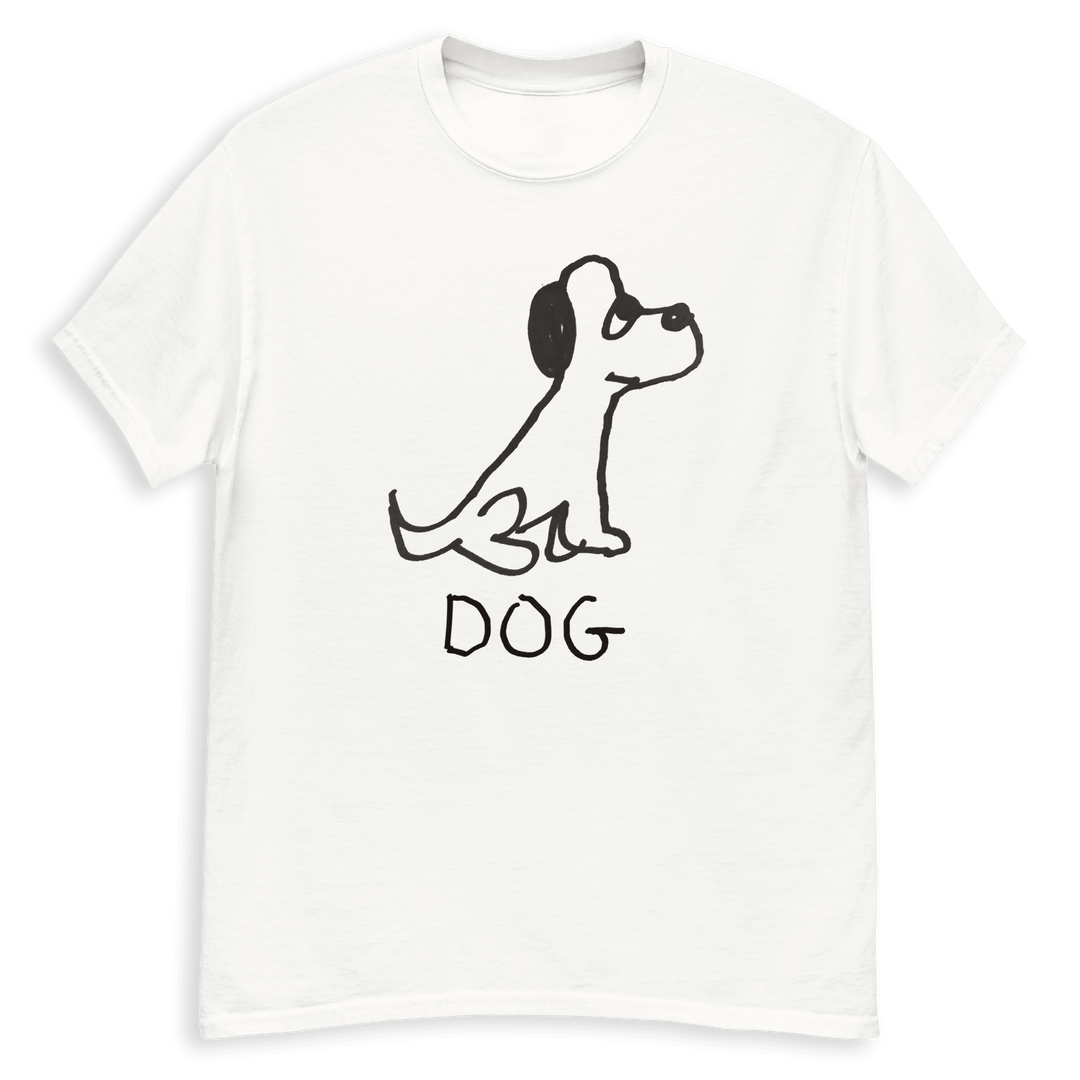 Best Sellers - LoFi Animal Shirts - a white t-shirt featuring a lo-fi - hand-drawn dog graphic and text.