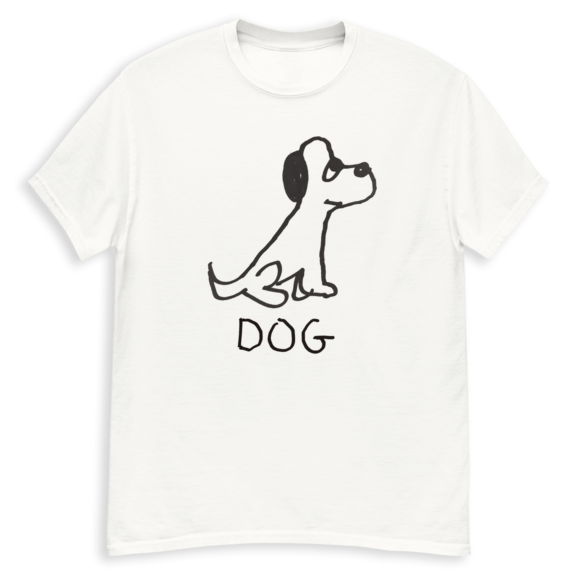 Best Sellers - LoFi Animal Shirts - a white t-shirt featuring a lo-fi - hand-drawn dog graphic and text.