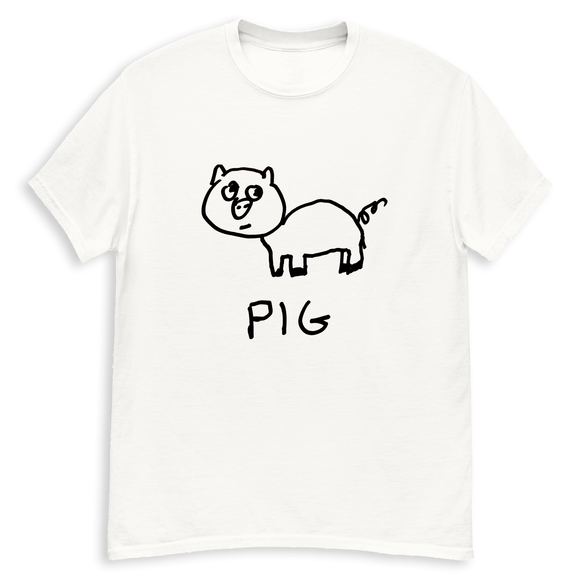 a lo-fi hand-drawn graphic of a cartoon pig with text "PIG"