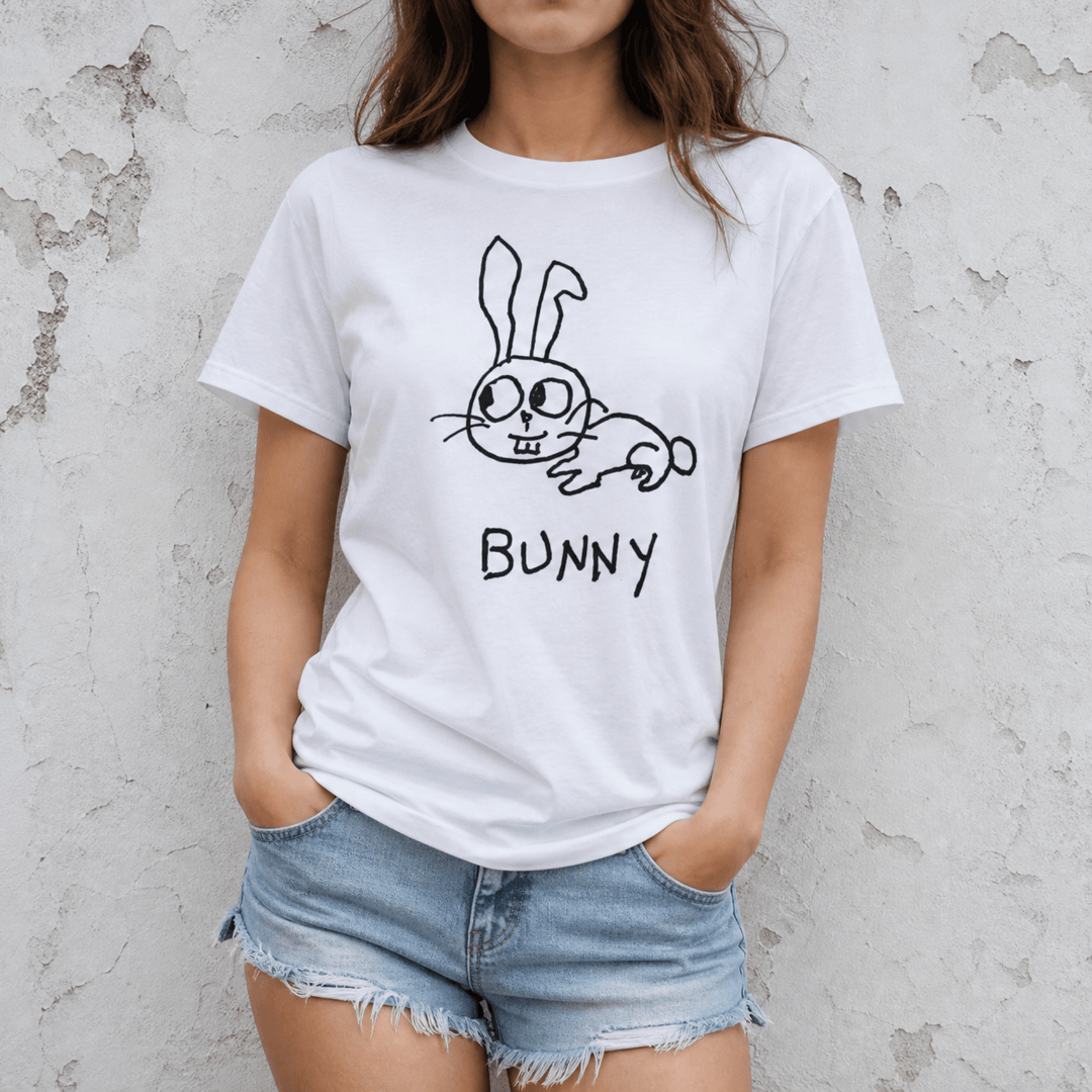Woman street-style torso shot in a lo-fi Bunny Women&