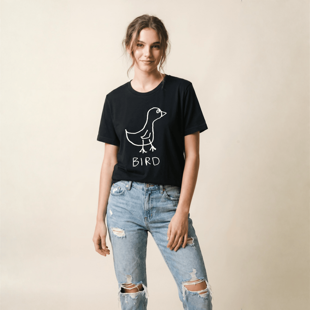 Woman in a studio portrait wearing a lo-fi Bird Women&