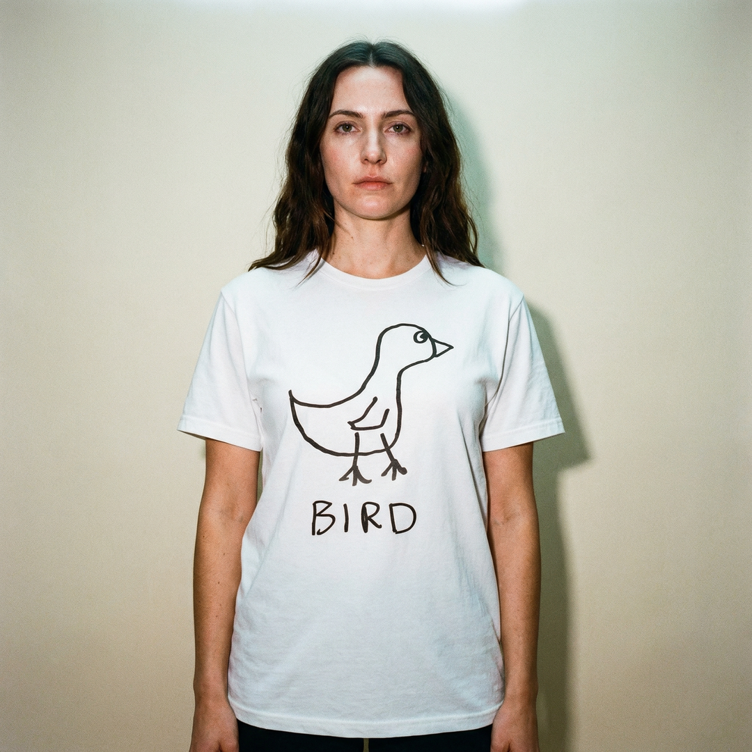 Bird classic tee – minimalist studio shot – LoFi Animal Shirts