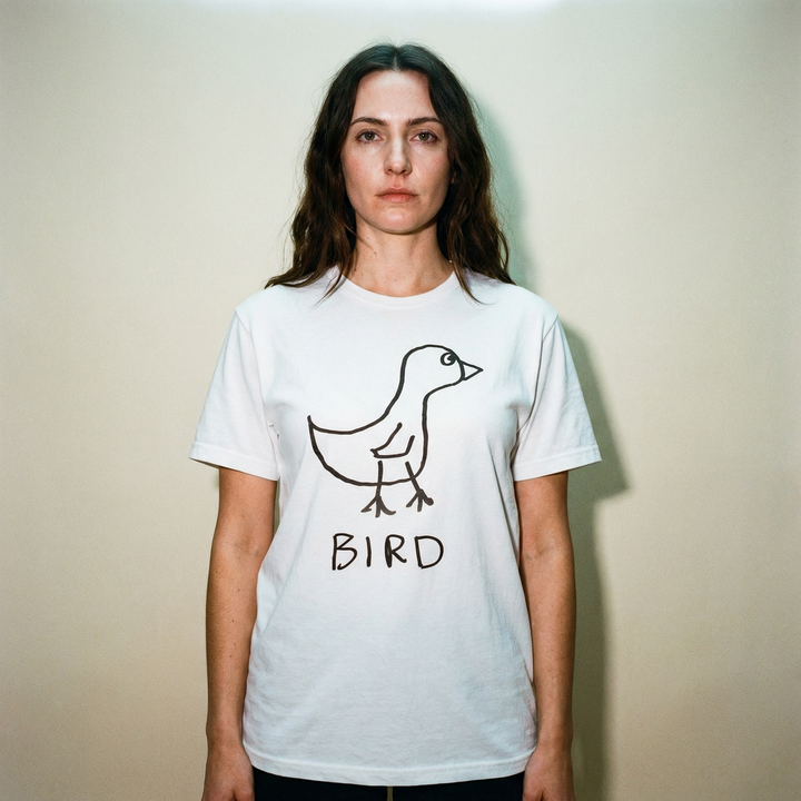 Bird classic tee – minimalist studio shot – LoFi Animal Shirts
