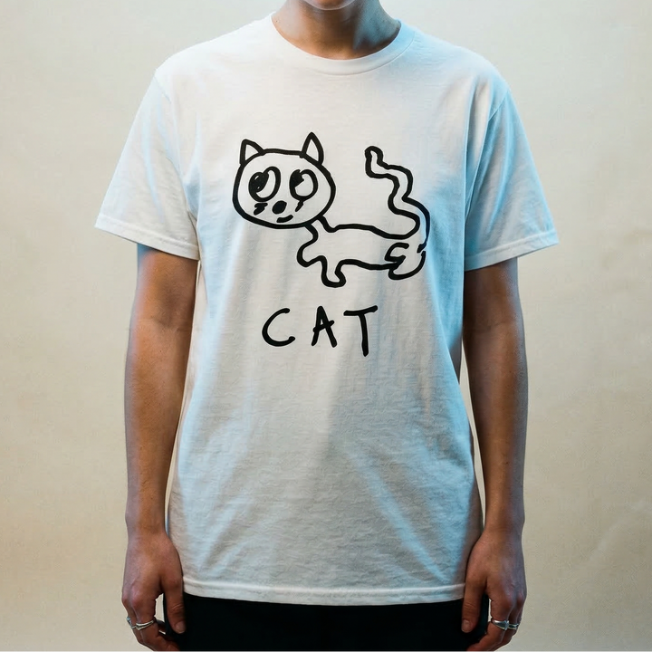 Cat classic tee – minimalist studio shot – LoFi Animal Shirts