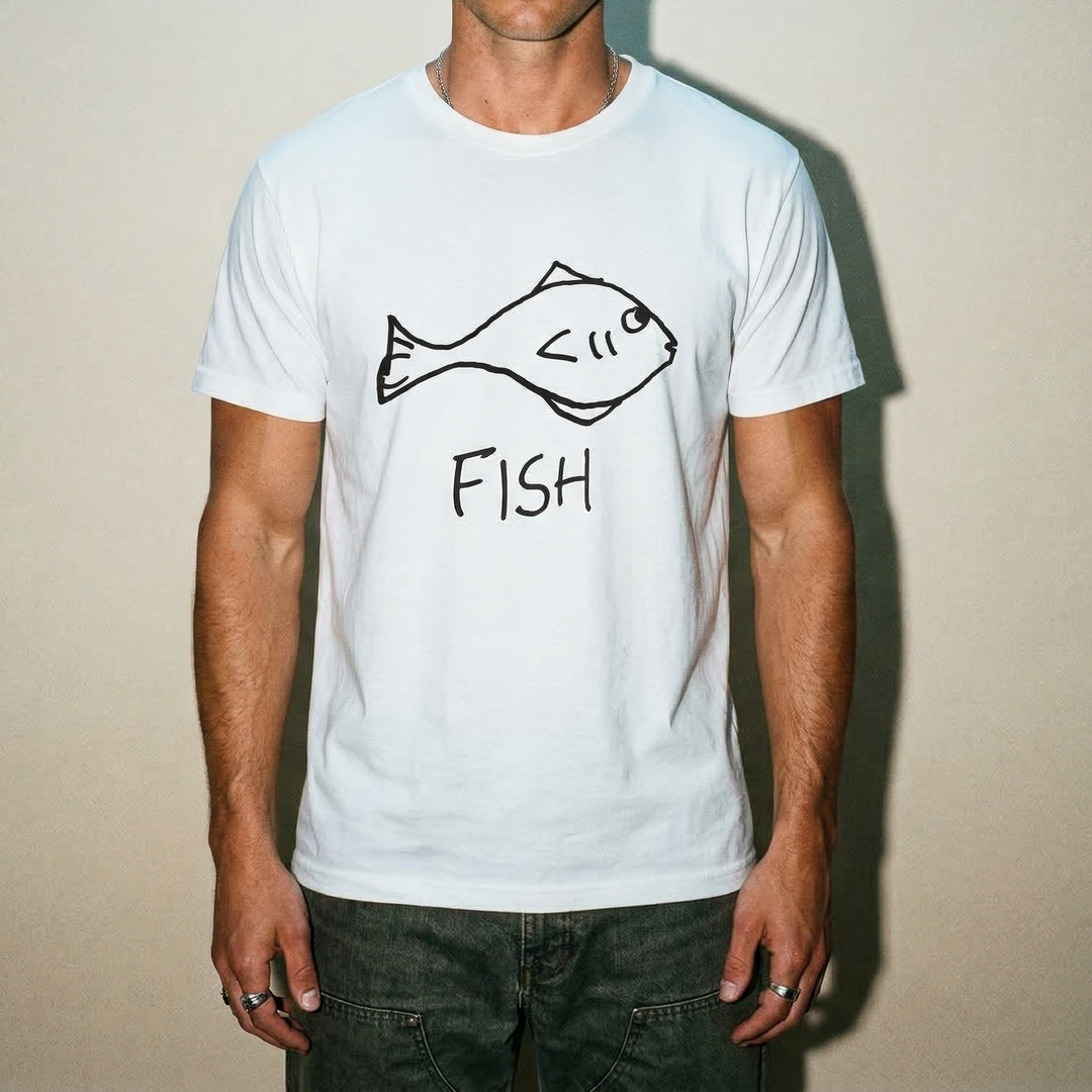 Fish classic tee – minimalist studio shot – LoFi Animal Shirts