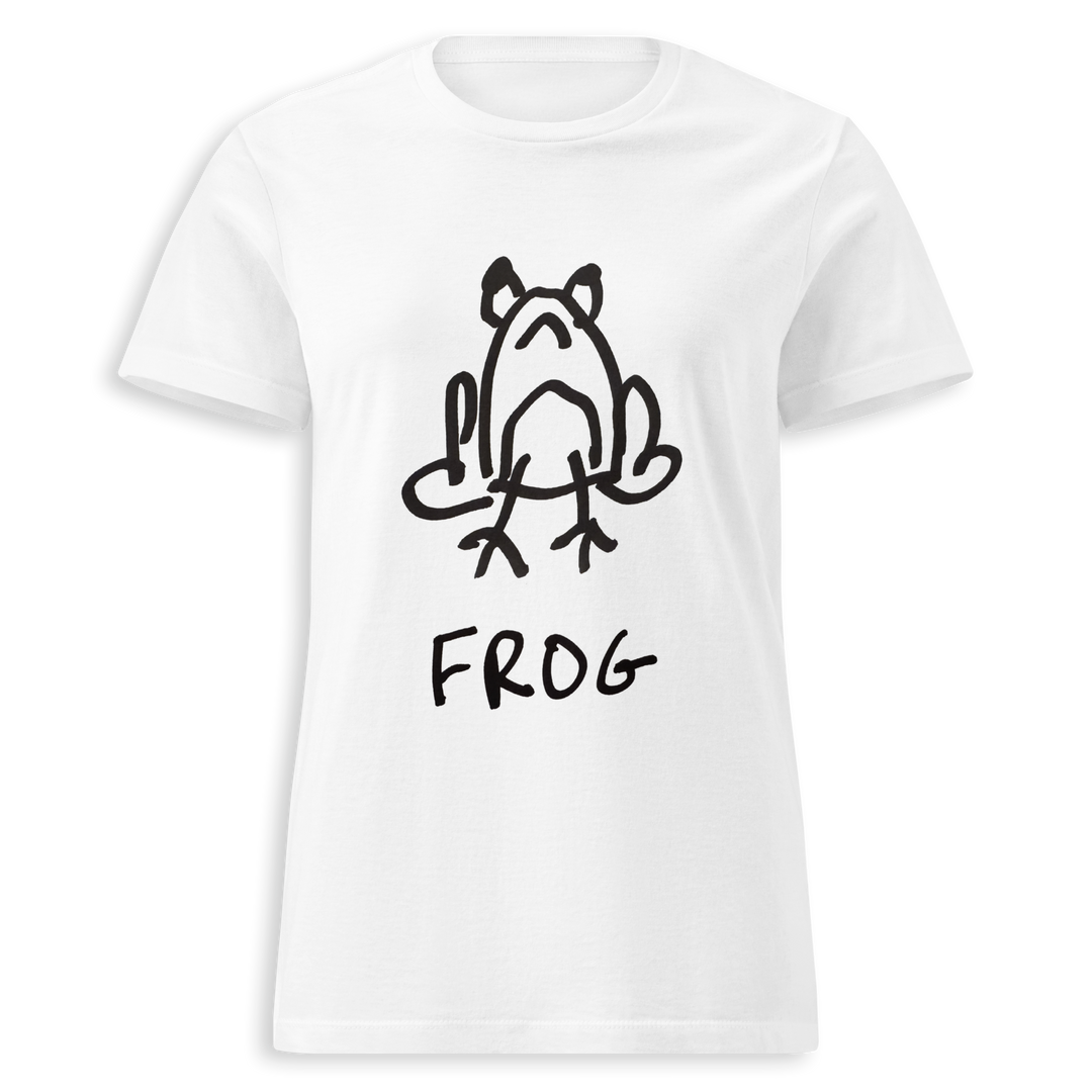 Frog minimalist women's fitted tee – hand-drawn lofi graphic – LoFi Animal Shirts