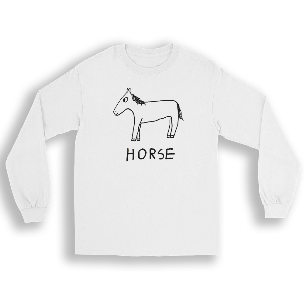 Horse long sleeve graphic tee – minimalist lofi design – LoFi Animal Shirts