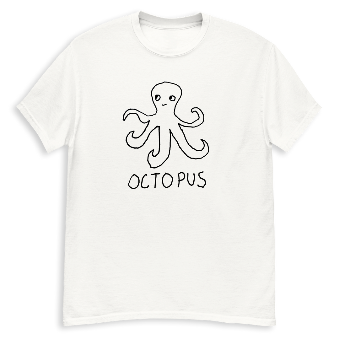 Octopus minimalist classic tee – hand-drawn lofi graphic tee – LoFi Animal Shirts