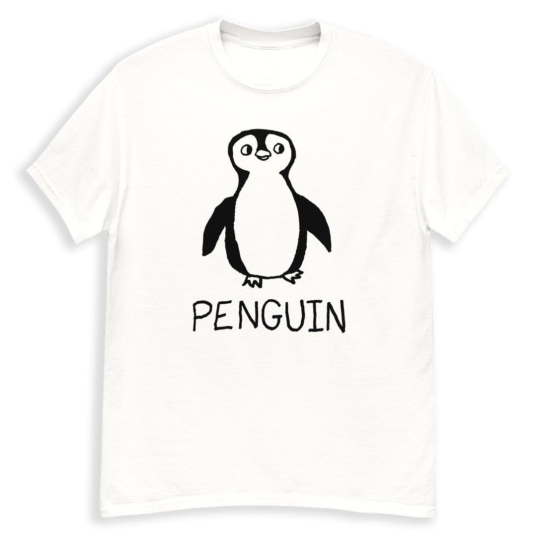 Penguin minimalist classic tee – hand-drawn lofi graphic tee – LoFi Animal Shirts