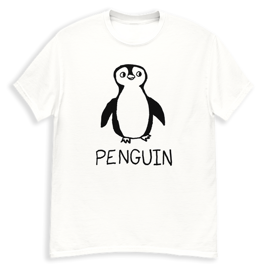 Penguin minimalist classic tee – hand-drawn lofi graphic tee – LoFi Animal Shirts
