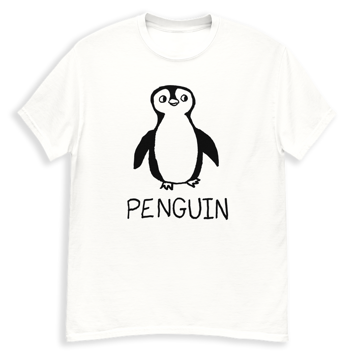 Penguin minimalist classic tee – hand-drawn lofi graphic tee – LoFi Animal Shirts