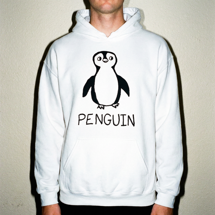 Penguin hoodie – minimalist studio shot – LoFi Animal Shirts