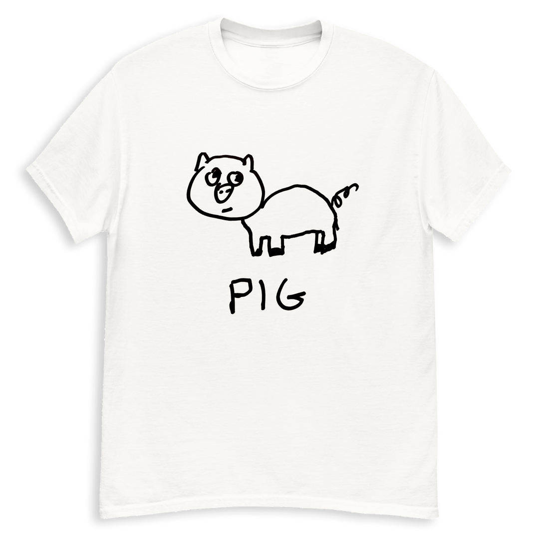 Pig minimalist classic tee – hand-drawn lofi graphic tee – LoFi Animal Shirts