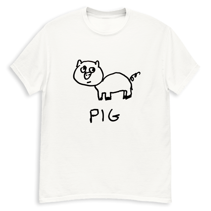 Pig minimalist classic tee – hand-drawn lofi graphic tee – LoFi Animal Shirts