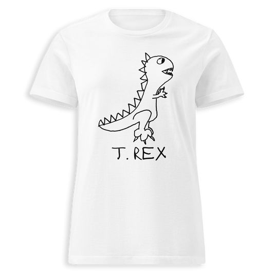 T-Rex minimalist women's fitted tee – hand-drawn lofi graphic – LoFi Animal Shirts