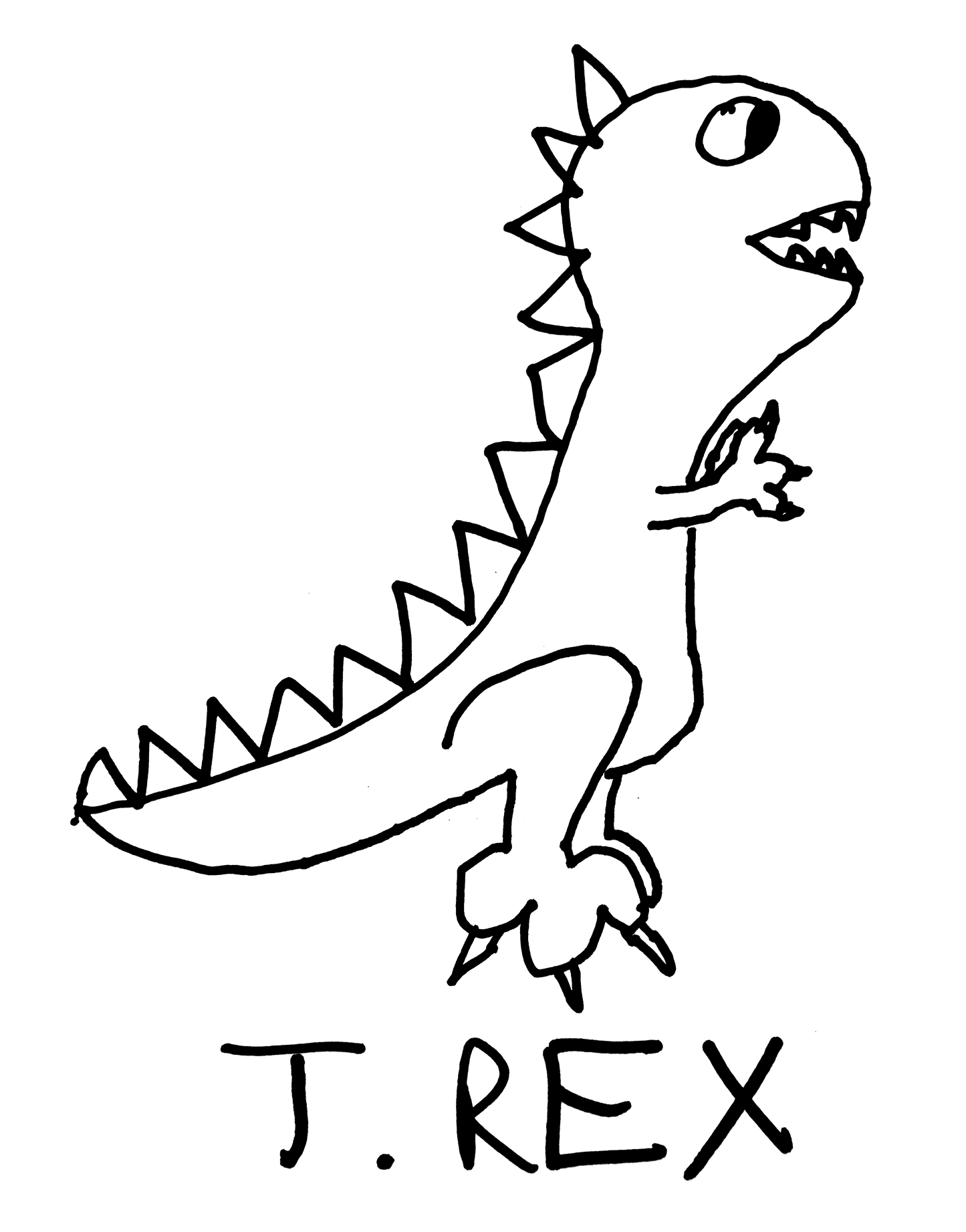 Hand-drawn T-Rex line drawing – minimalist lofi illustration – LoFi Animal Shirts