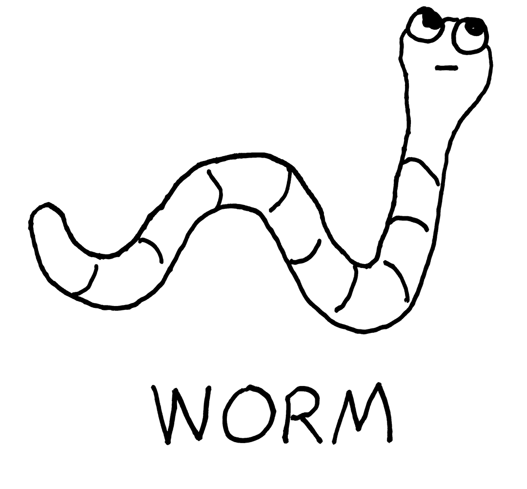 Hand-drawn worm line drawing – minimalist lofi illustration – LoFi Animal Shirts