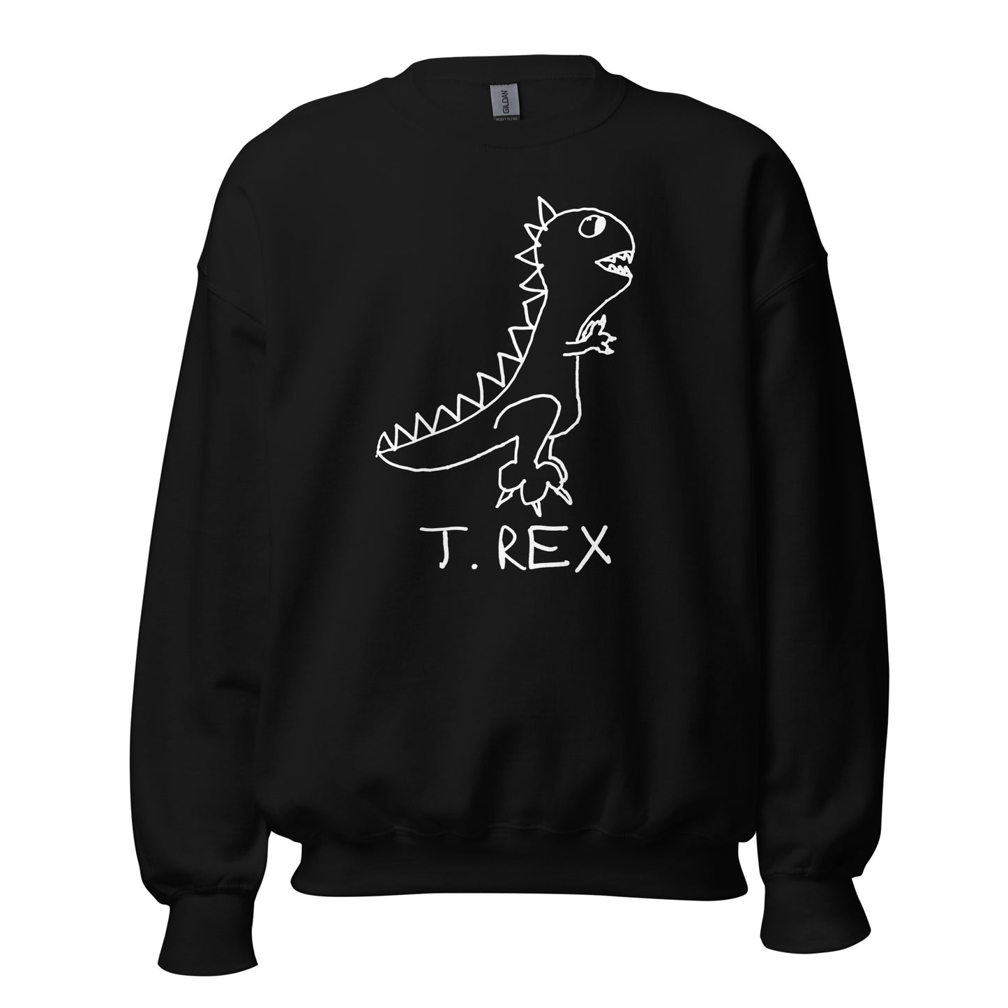T-Rex crewneck sweatshirt in black – minimalist T-Rex graphic – LoFi Animal Shirts