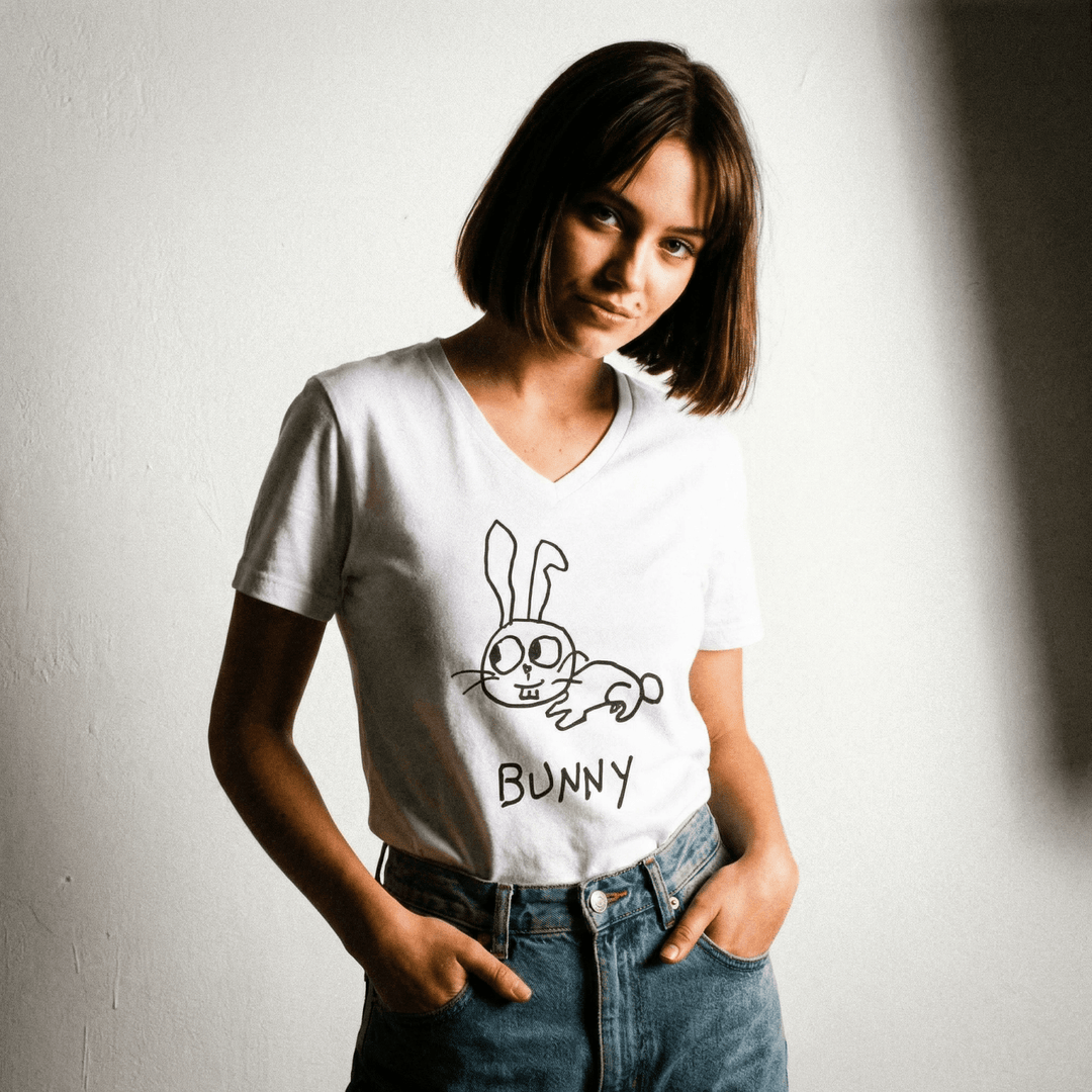 Bunny - V - Neck T-Shirt - LoFi Animal Shirts