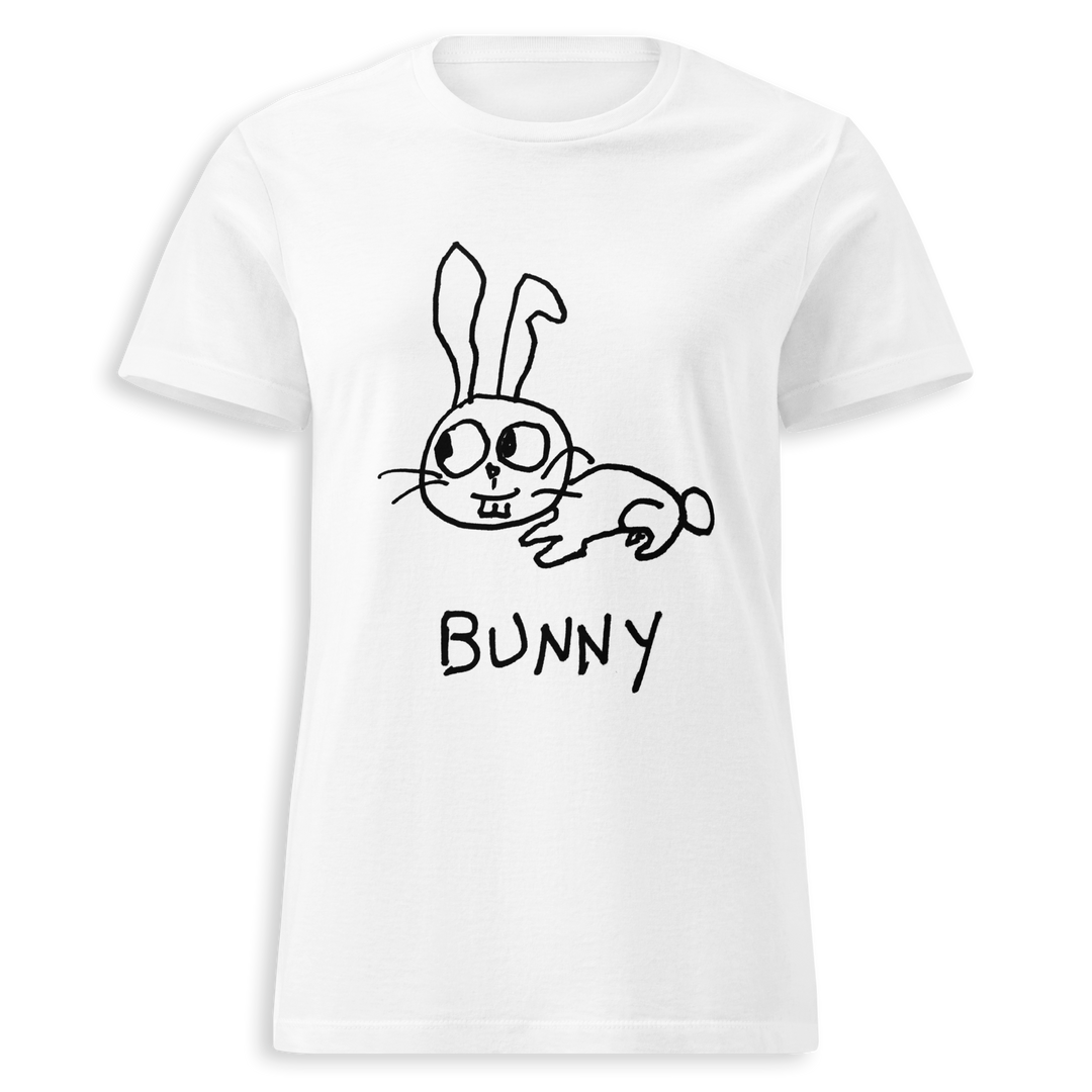Bunny minimalist women's fitted tee – hand-drawn lofi graphic – LoFi Animal Shirts