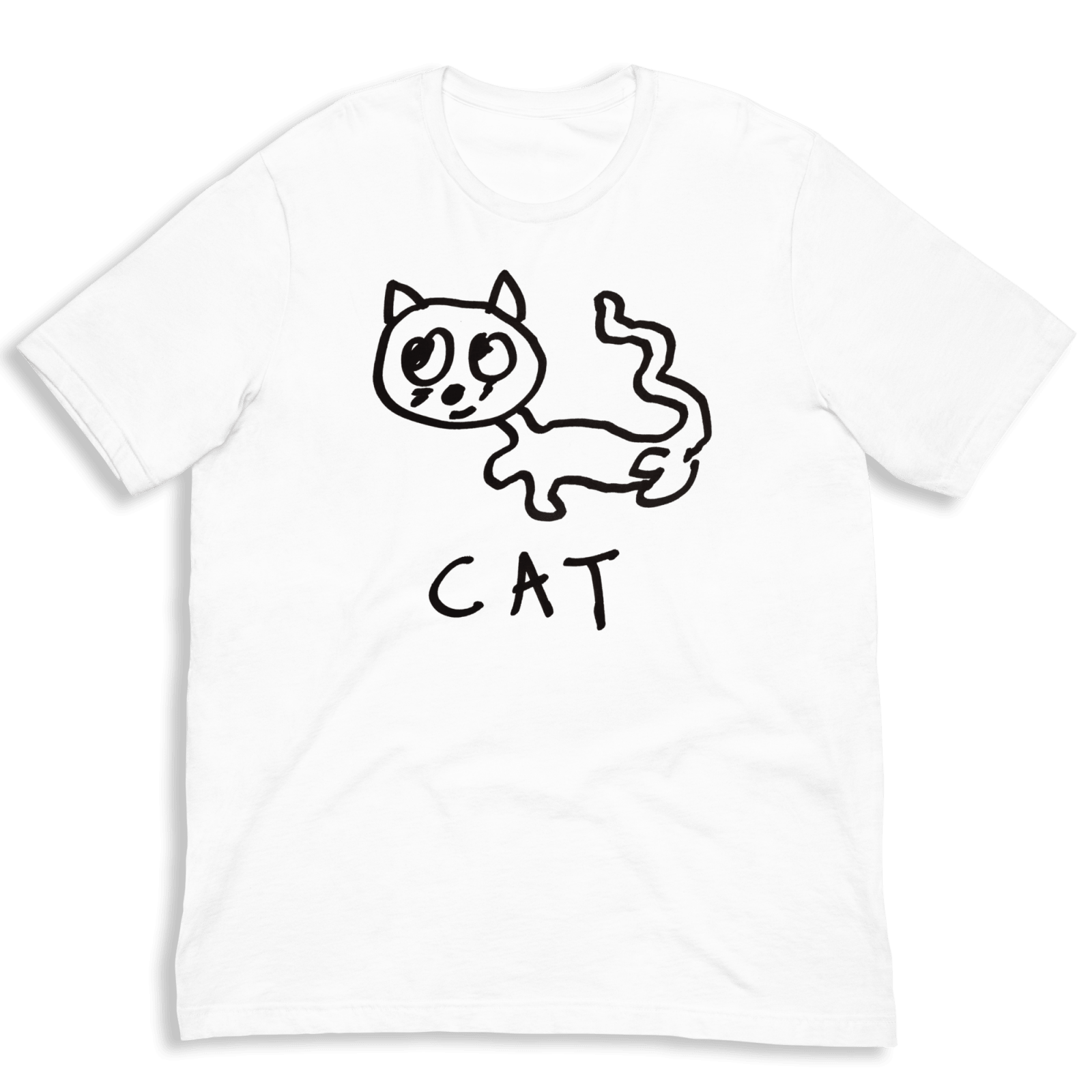 lo-fi Cat Classic Tee — hand-drawn cat graphic on a white t-shirt