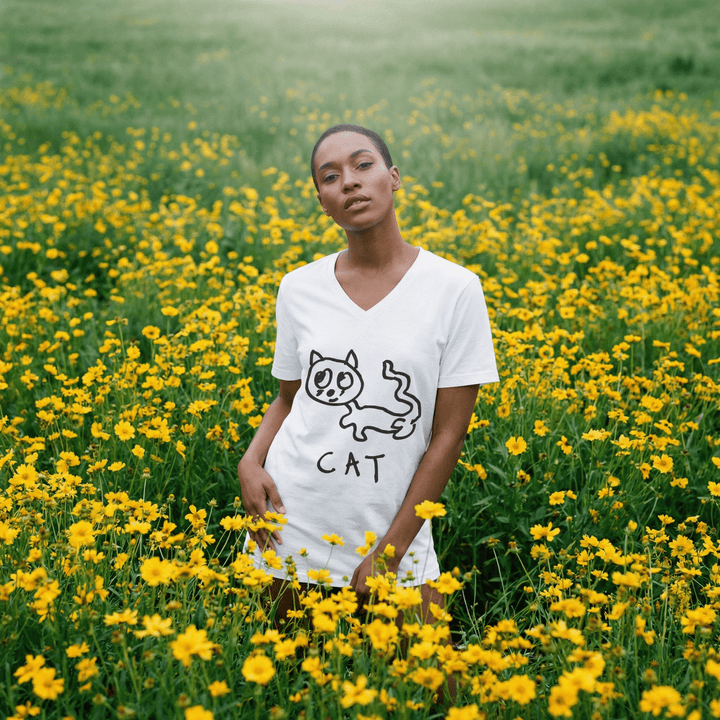 Cat - V - Neck T-Shirt - LoFi Animal Shirts