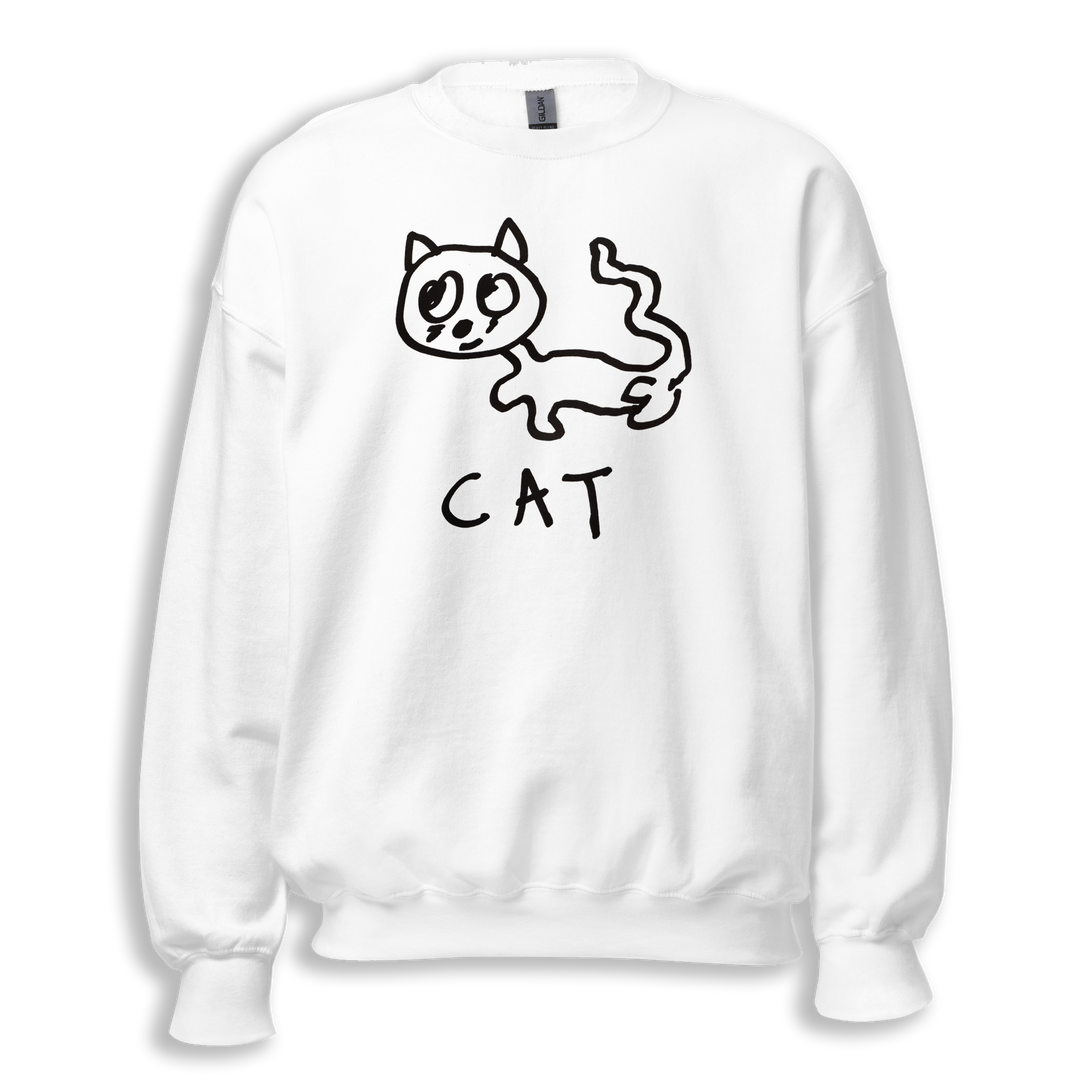 Cat crewneck sweatshirt – minimalist cat graphic – LoFi Animal Shirts