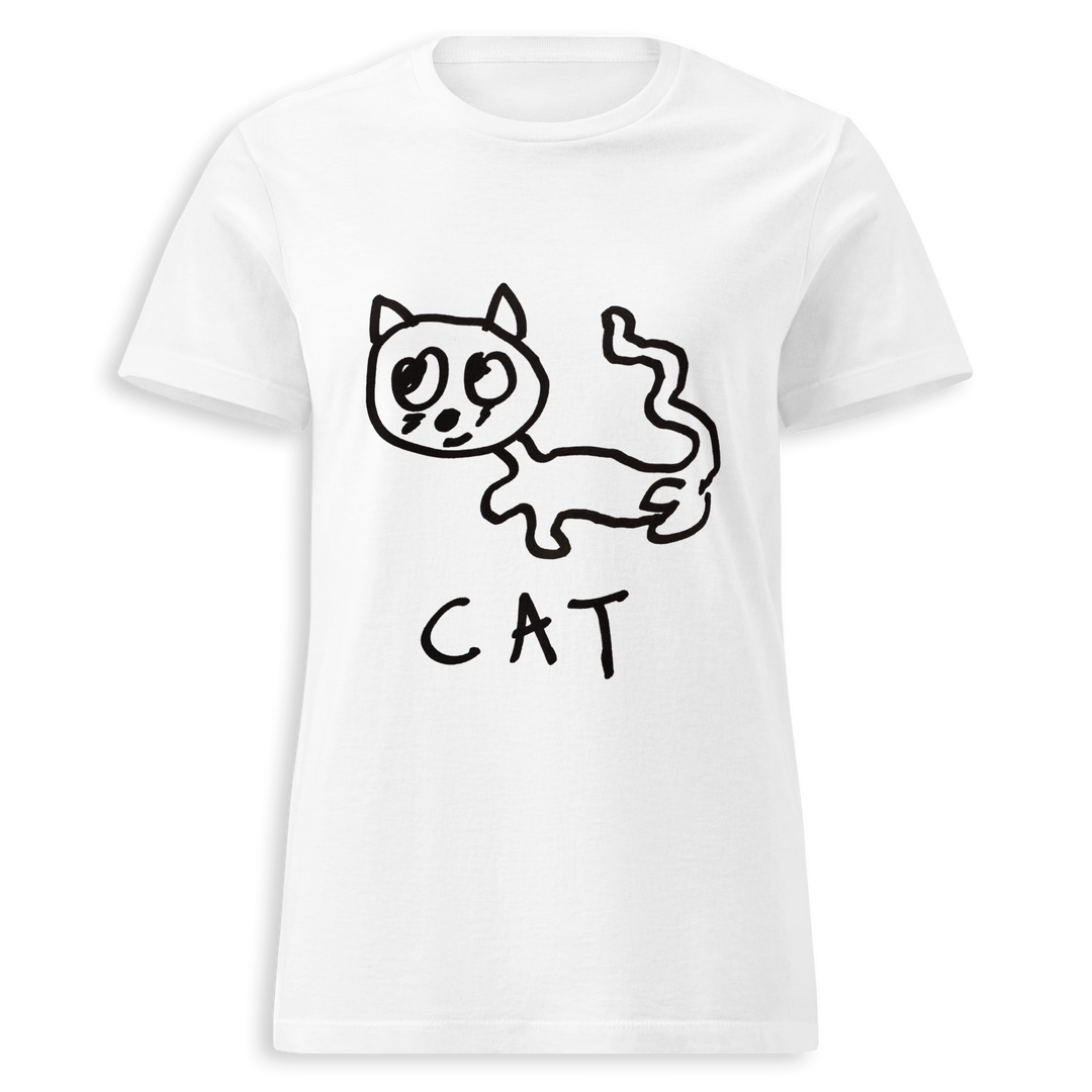 Cat minimalist women's fitted tee – hand-drawn lofi graphic – LoFi Animal Shirts