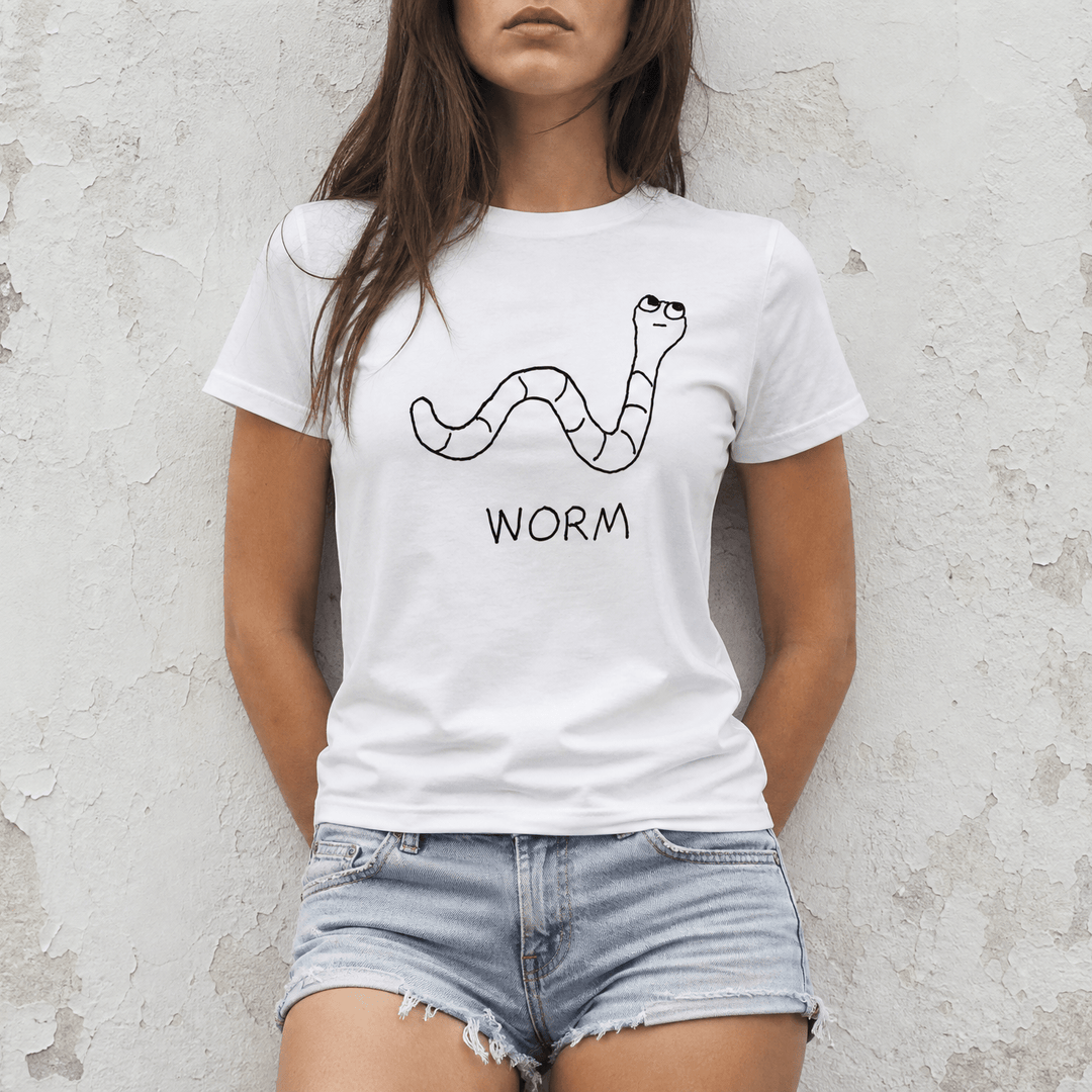 Woman street-style torso shot in a lo-fi Worm Women&