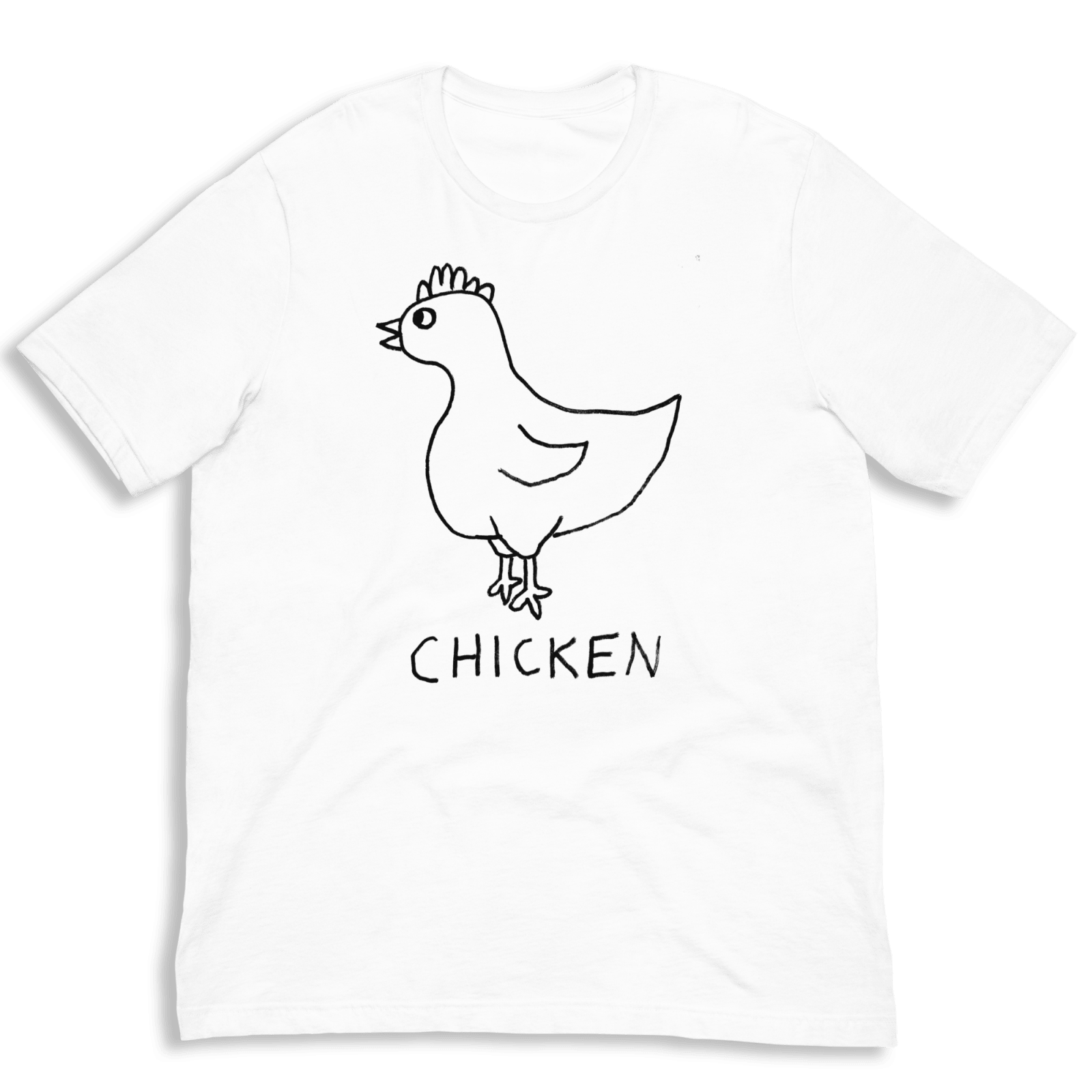 lo-fi Chicken Classic Tee — hand-drawn chicken graphic on a white Classic Tee