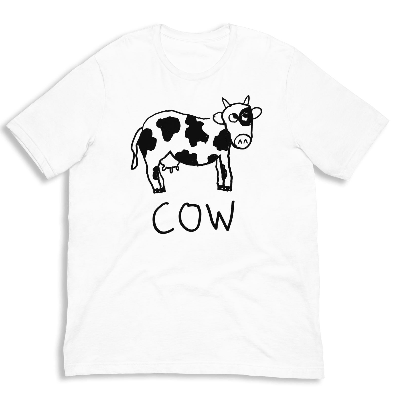 lo-fi Cow Classic Tee — hand-drawn cow graphic on a white Classic Tee