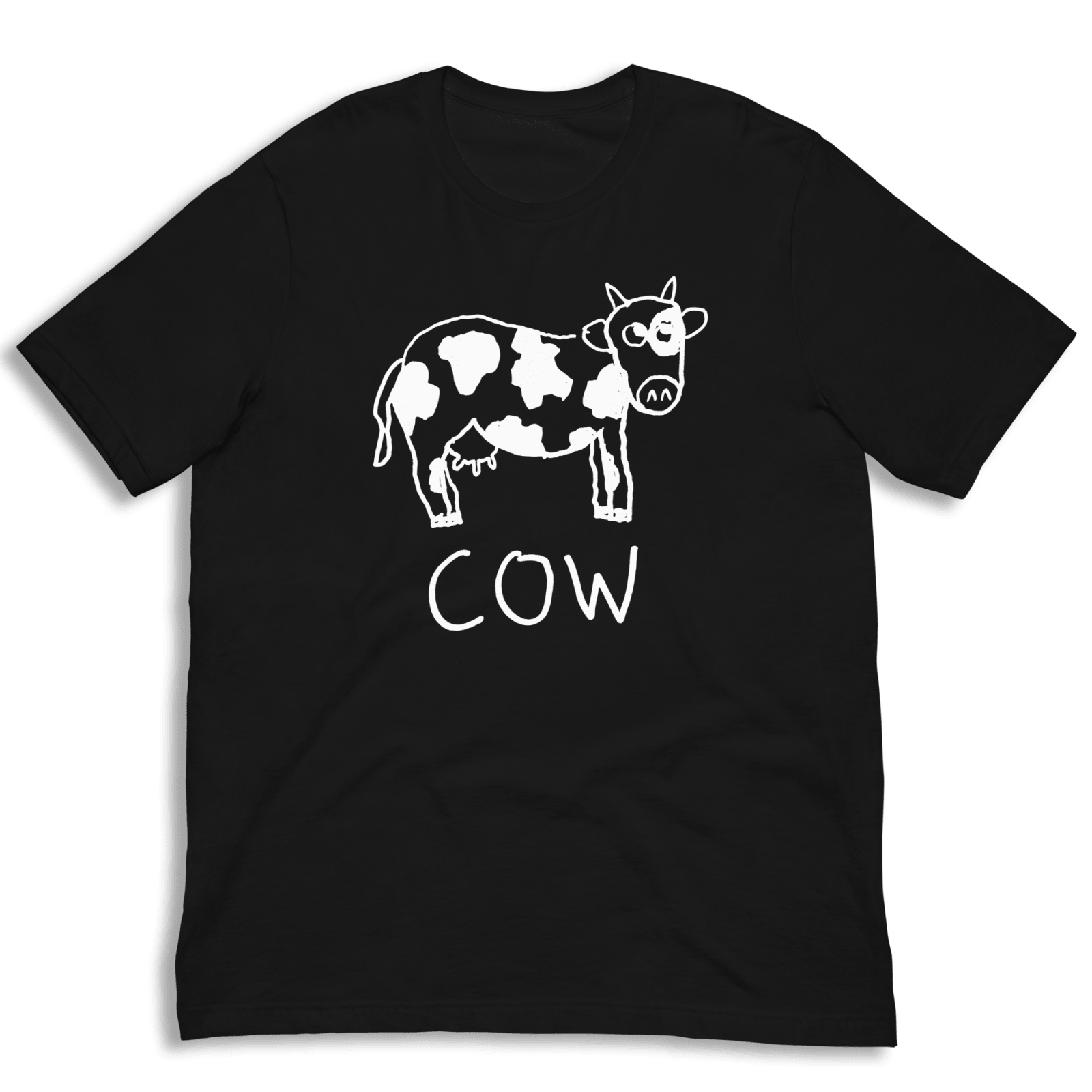 lo-fi Cow Classic Tee — hand-drawn cow graphic on a black Classic Tee