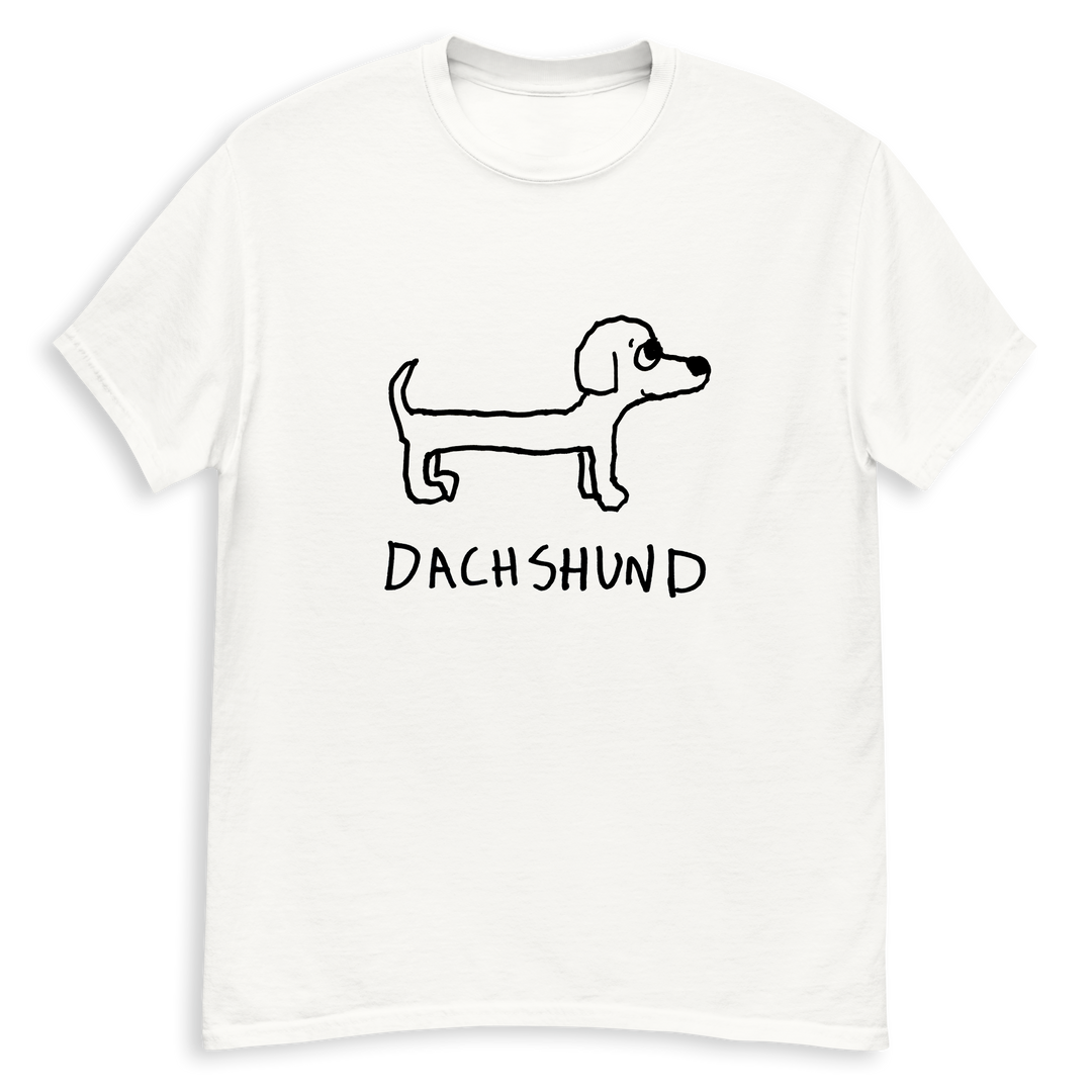Dachshund minimalist classic tee – hand-drawn lofi graphic tee – LoFi Animal Shirts
