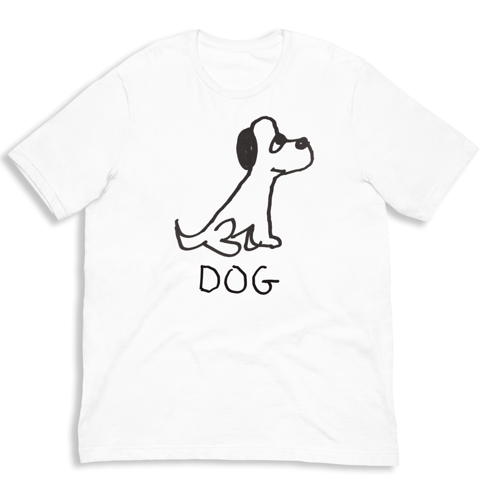 lo-fi Dog Classic Tee — hand-drawn dog graphic on a white Classic Tee