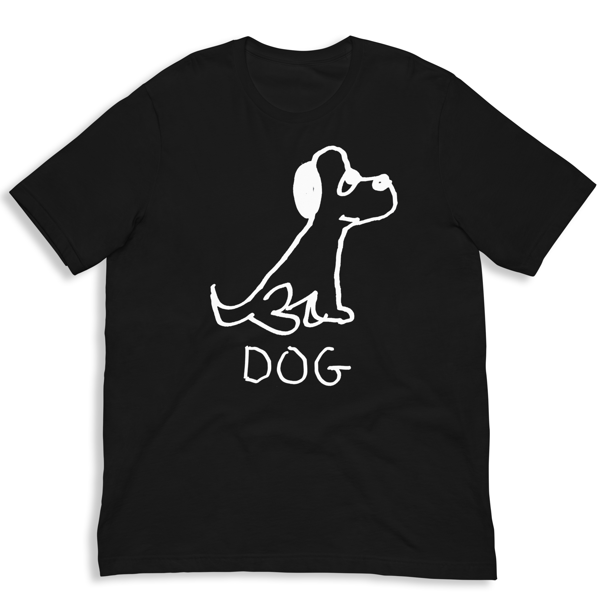 lo-fi Dog Classic Tee — hand-drawn dog graphic on a black Classic Tee