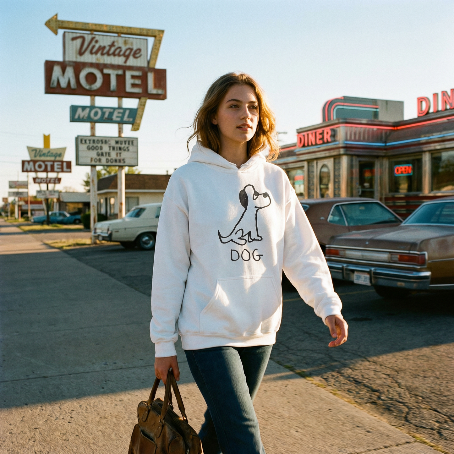 Dog hoodie in Americana setting – quirky animal graphic hoodie