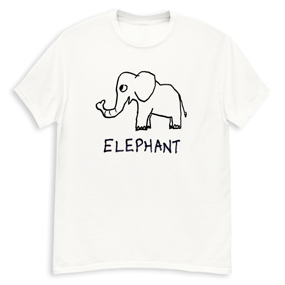 Elephant minimalist classic tee – hand-drawn lofi graphic tee – LoFi Animal Shirts