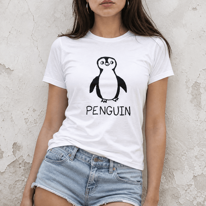 Torso shot of a woman wearing a lo-fi Penguin Women&
