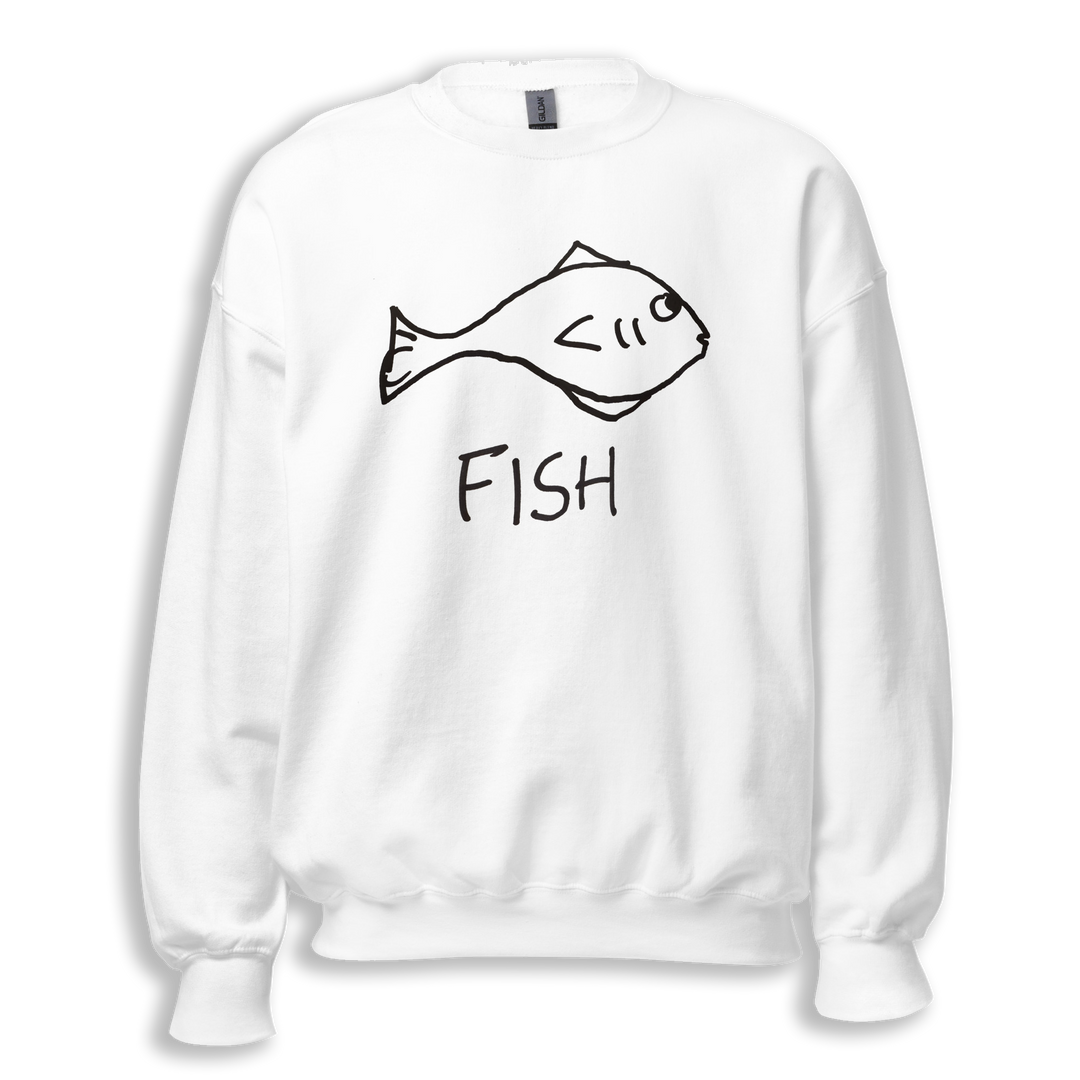 Fish crewneck sweatshirt – minimalist fish graphic – LoFi Animal Shirts