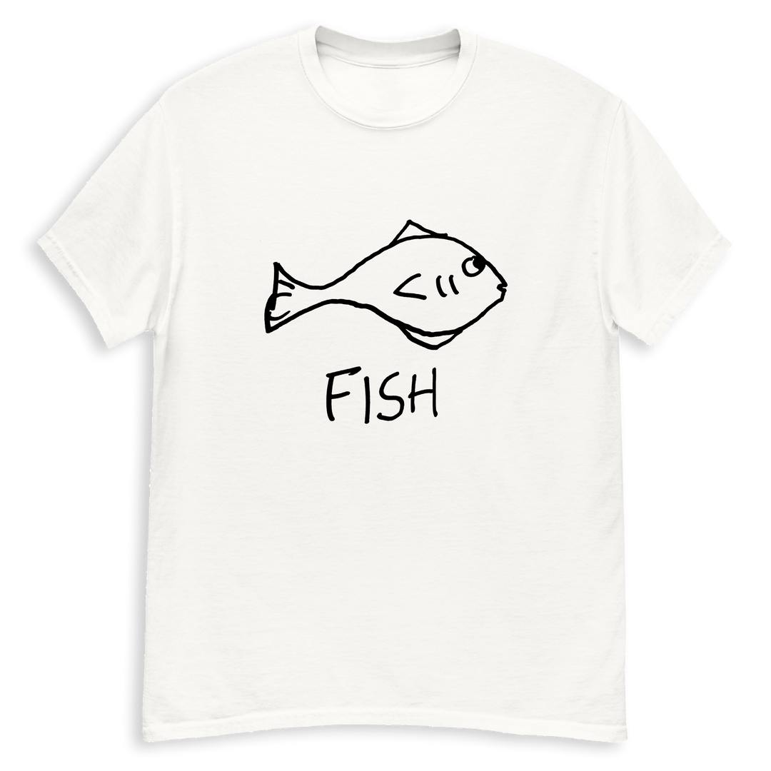 Fish minimalist classic tee – hand-drawn lofi graphic tee – LoFi Animal Shirts