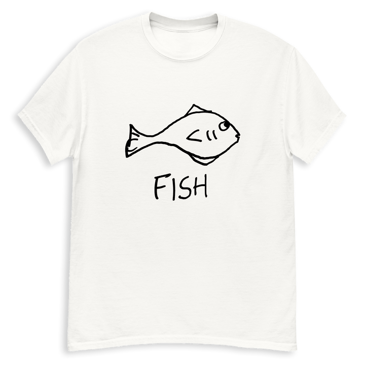 Fish minimalist classic tee – hand-drawn lofi graphic tee – LoFi Animal Shirts