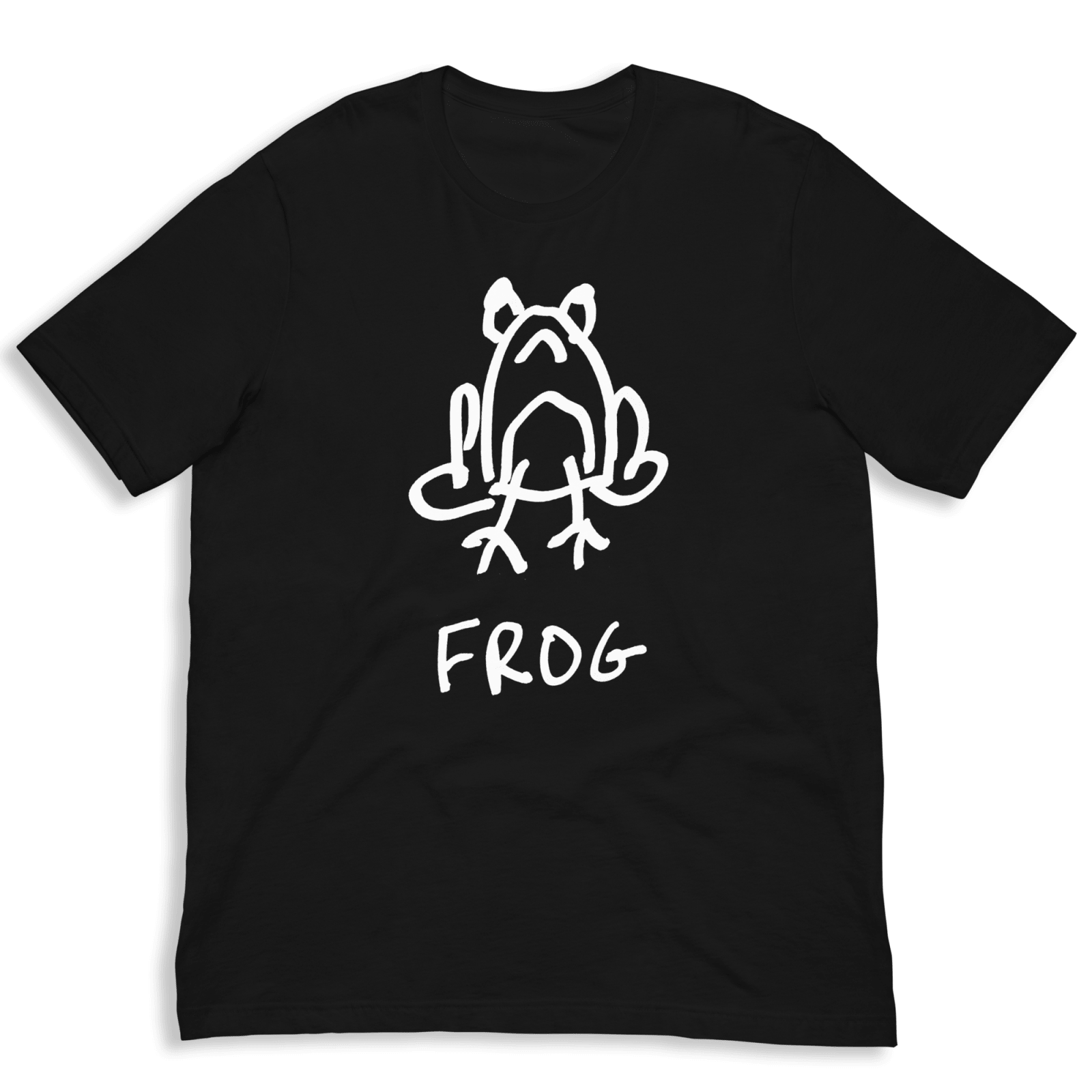 lo-fi Frog Classic Tee — hand-drawn frog graphic on a black t-shirt