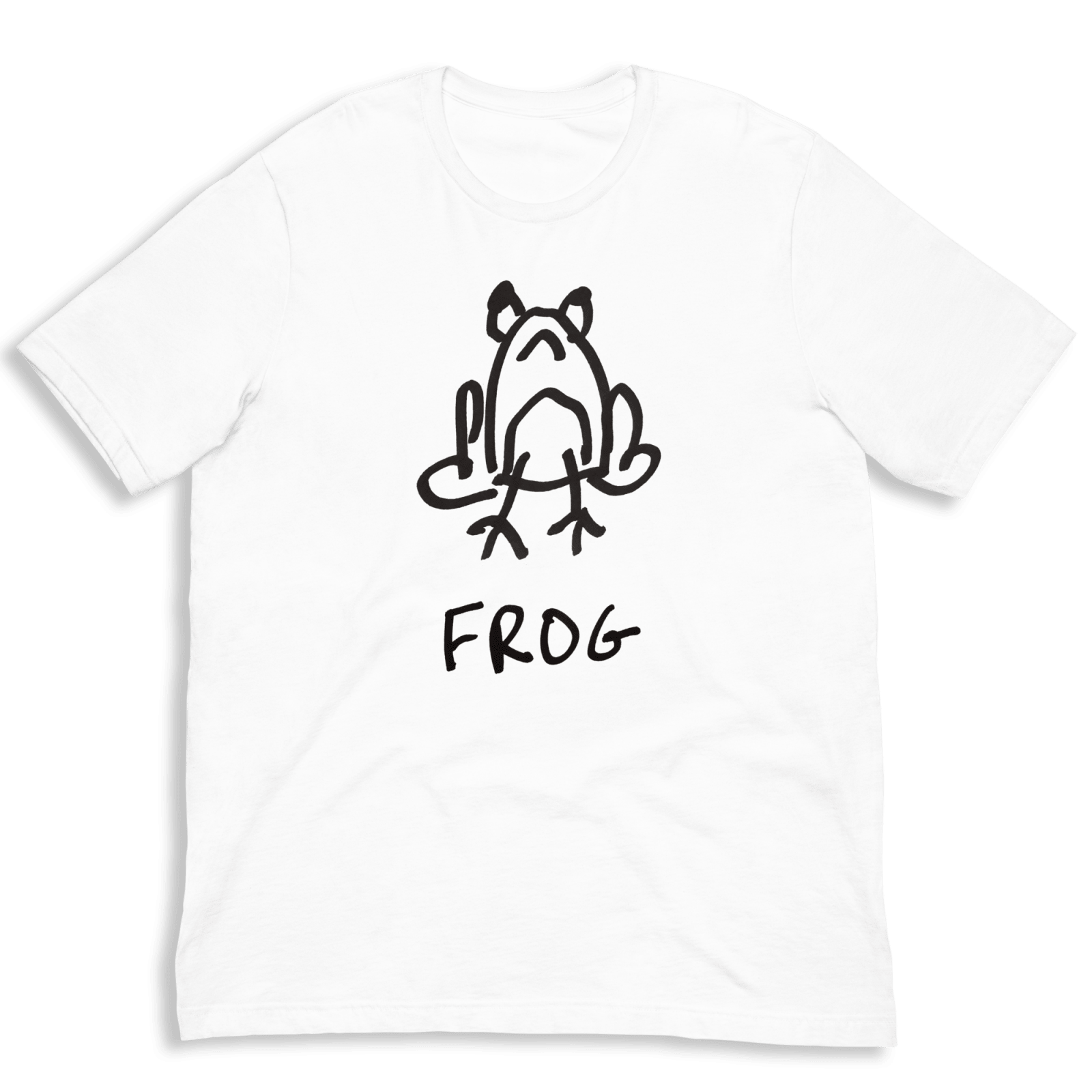 lo-fi Frog Classic Tee — hand-drawn frog graphic on a white t-shirt