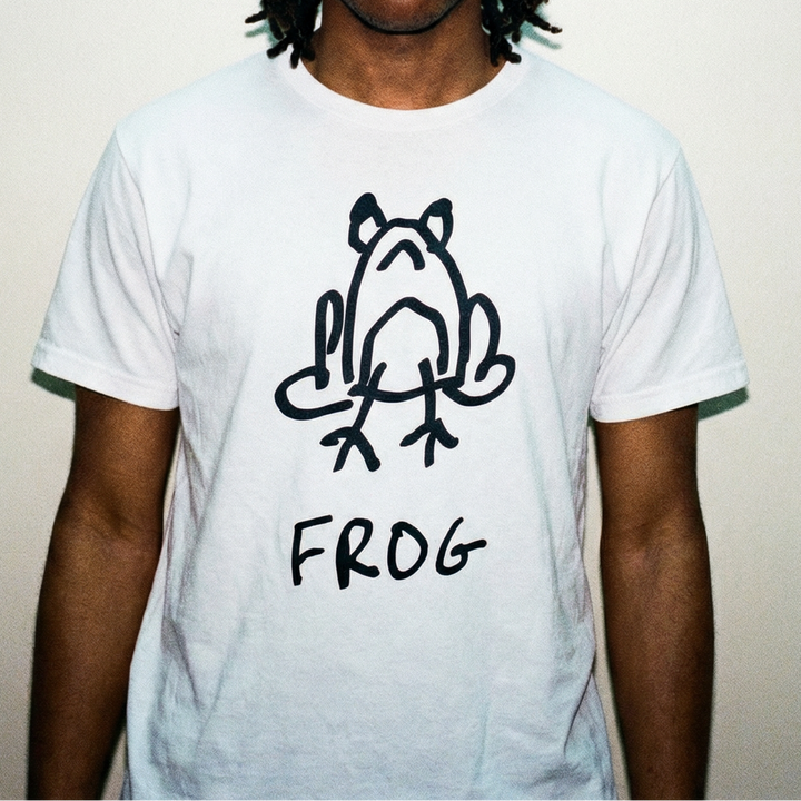 Frog classic tee – minimalist studio shot – LoFi Animal Shirts