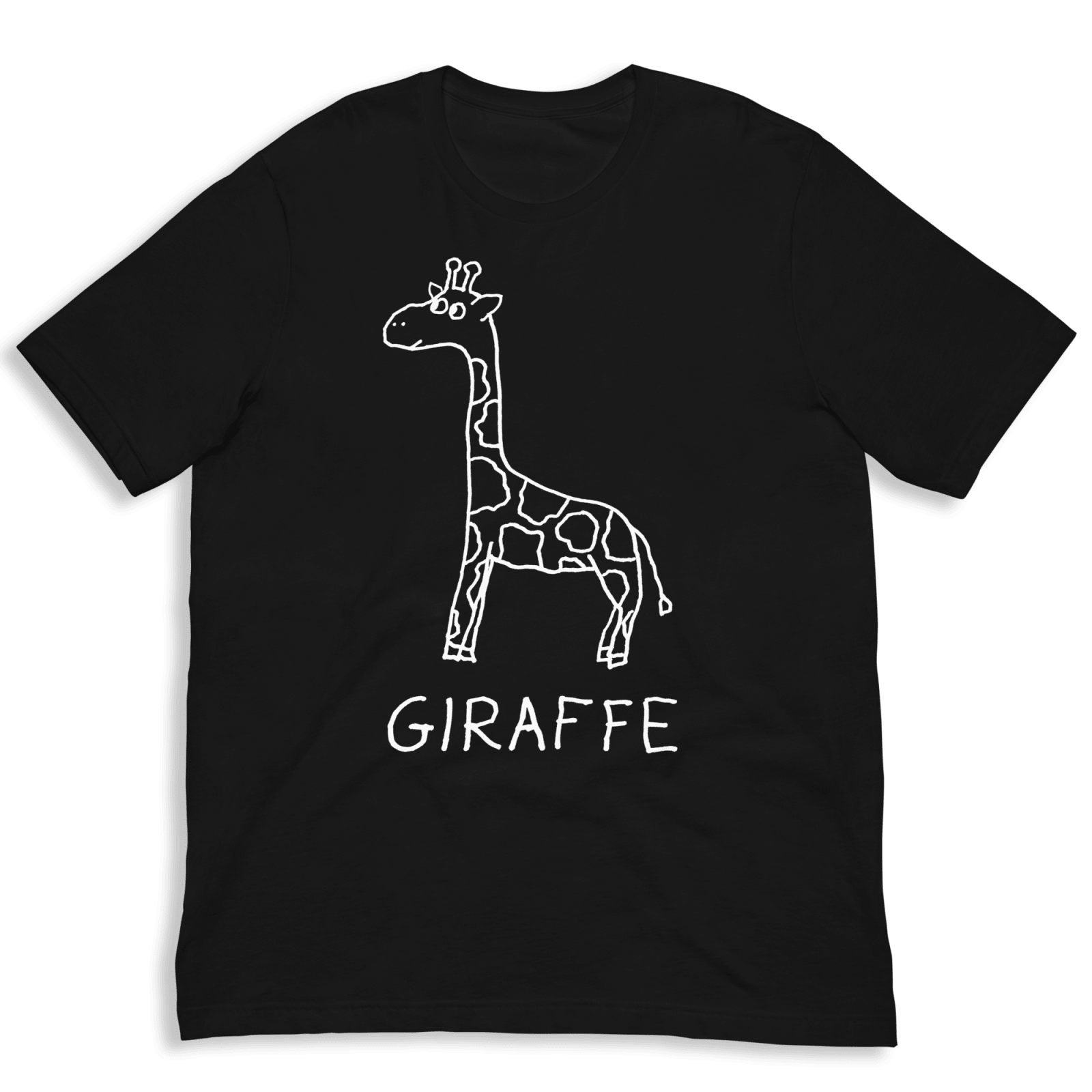 lo-fi Giraffe Classic Tee — hand-drawn giraffe graphic on a black t-shirt