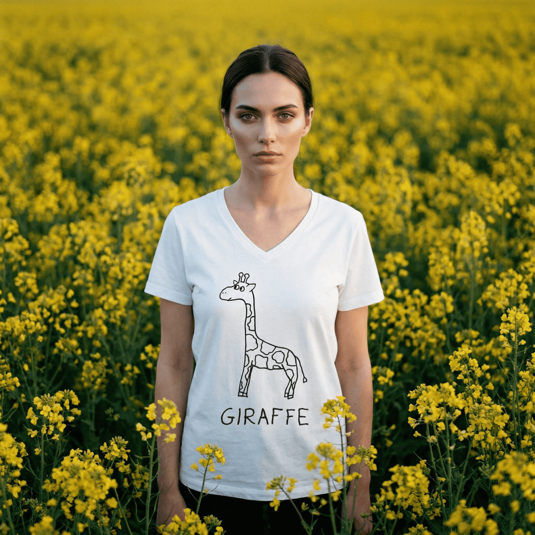 Giraffe - V - Neck T-Shirt - LoFi Animal Shirts